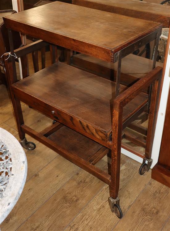 An oak folding tea trolley W.69cm